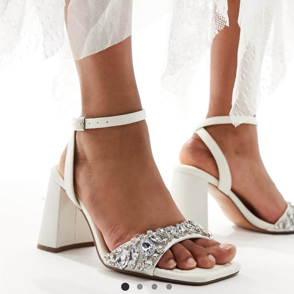 ASOS White Embellished Block Heels